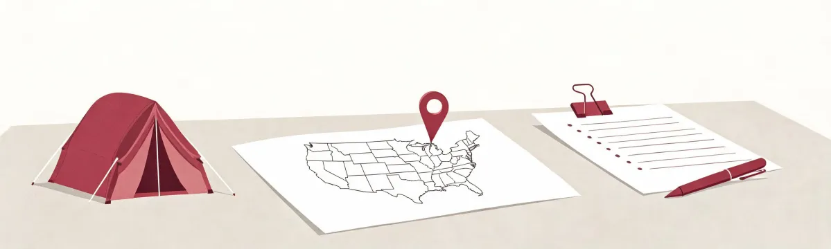 Illustration of tent requirements arriving at a sourcing desk